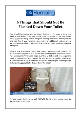 PPT - List Of Things That Should Never Be Flushed Down Your Drains ...