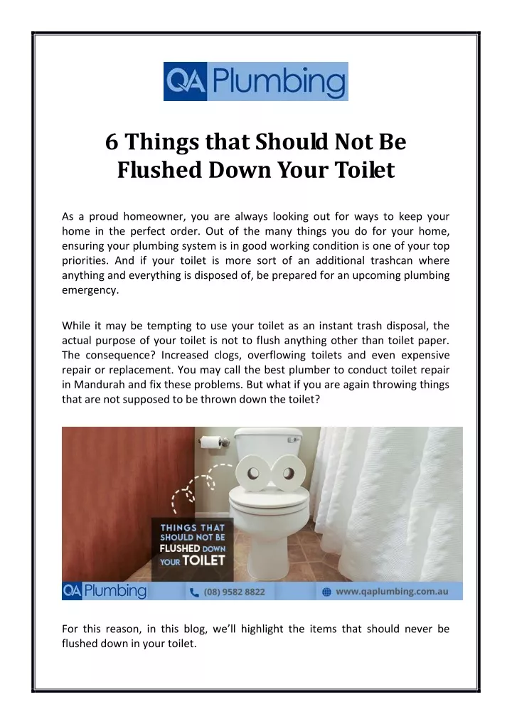 6 things that should not be flushed down your