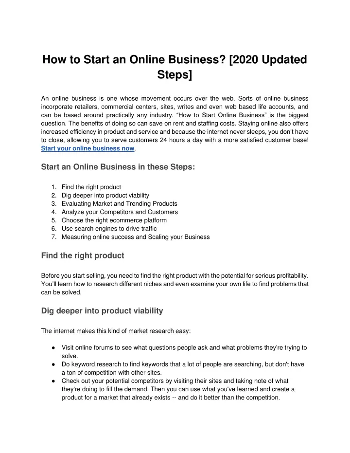 how to start an online business 2020 updated steps
