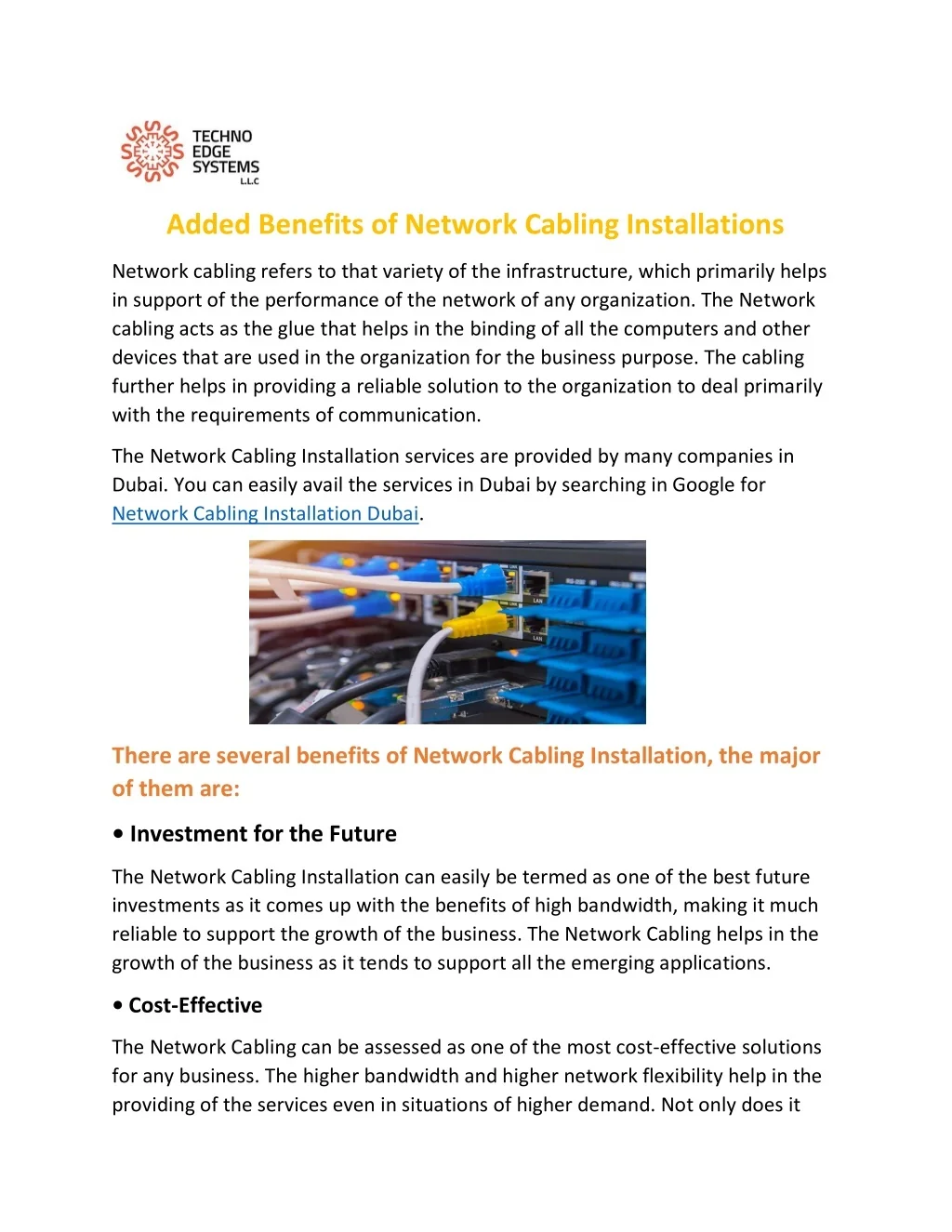 PPT - Added Benefits of Network Cabling Installations PowerPoint ...