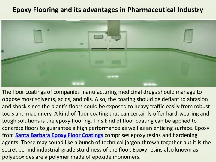 epoxy flooring and its advantages in pharmaceutical industry