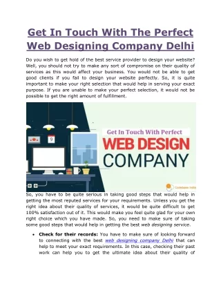Get In Touch With Web Designing Company Delhi