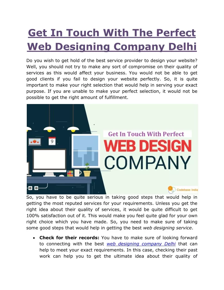 get in touch with the perfect web designing