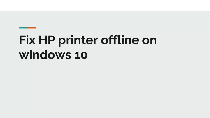 fix hp printer offline on windows 10