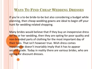 Ways To Find Cheap Wedding Dresses