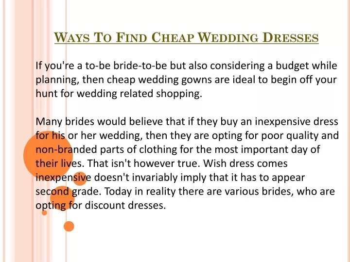 ways to find cheap wedding dresses