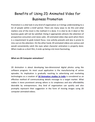 benefits of using 2d animated video for business