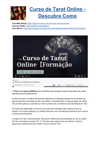 Biografia Curso de Tarot Online - Descubra Como