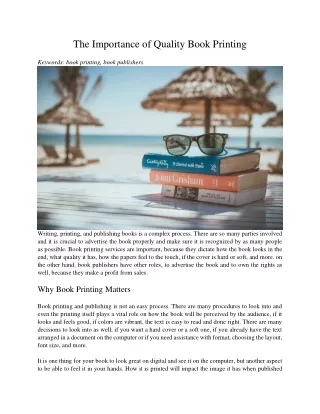 the importance of quality book printing