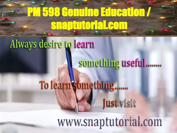 pm 598 genuine education snaptutorial com