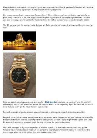 many individuals assume gold industry as a great