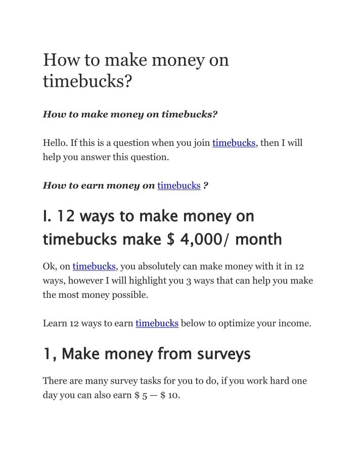 how to make money on timebucks