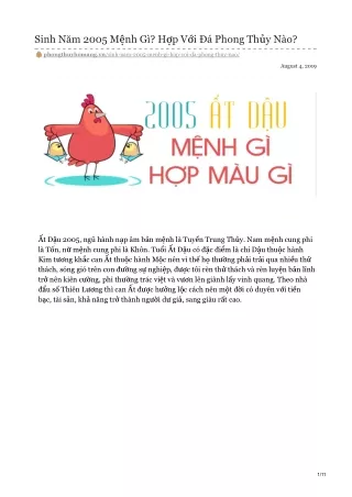 sinh n m 2005 m nh g h p v i phong th y n o