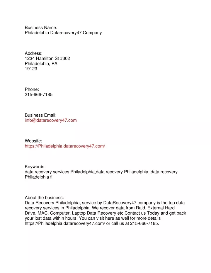 business name philadelphia datarecovery47 company