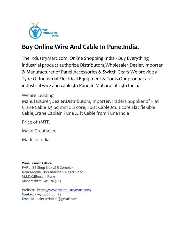 buy online wire and cable in pune india