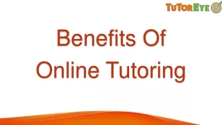 Benefit Of Online Tutoring - TutorEye