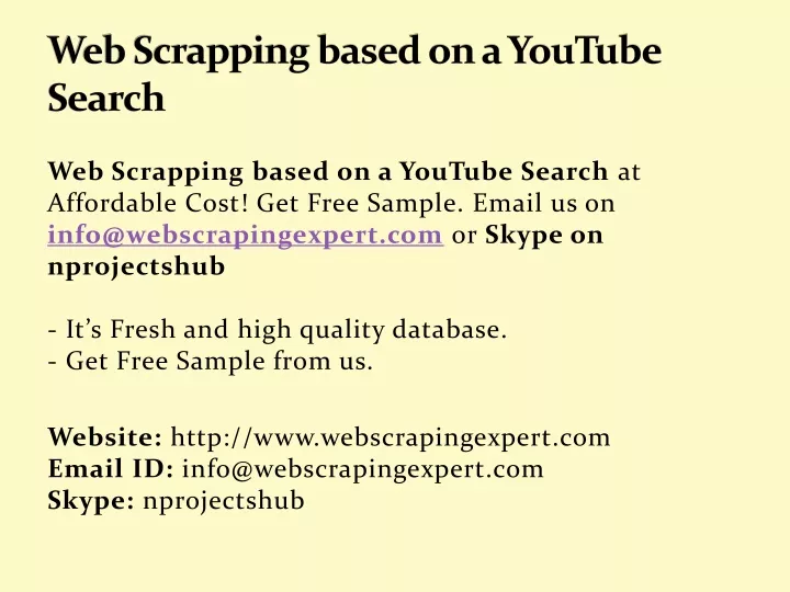 web scrapping based on a youtube search