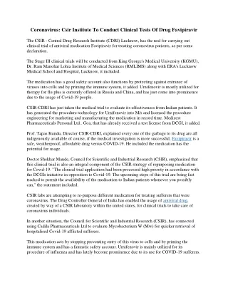 coronavirus csir institute to conduct clinical