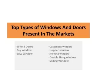 top types of windows and doors present in the markets