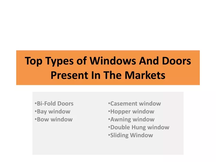 top types of windows and doors present in the markets