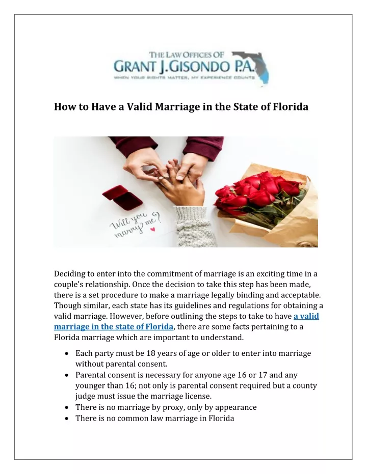 how to have a valid marriage in the state