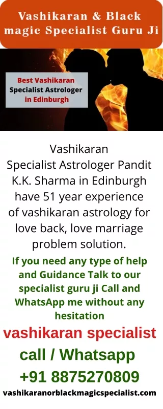 Vashikaran Specialist Astrologer in Edinburgh - Pandit K.K. Sharma
