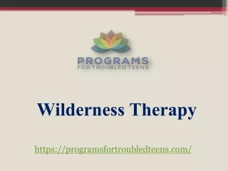 Wilderness Therapy - www.programsfortroubledteens.com