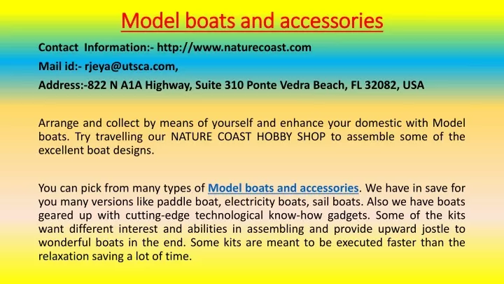 model boats and accessories