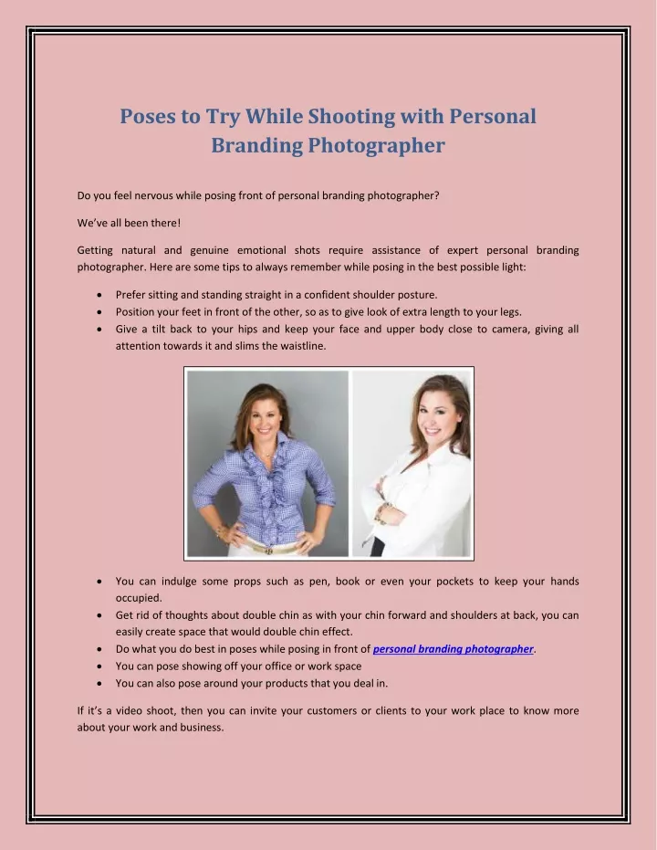 poses to try while shooting with personal