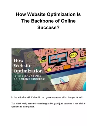 how website optimization is the backbone