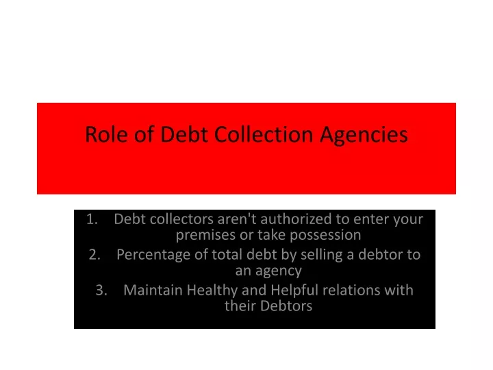 role of debt collection agencies
