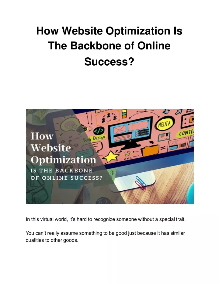 how website optimization is the backbone of online success