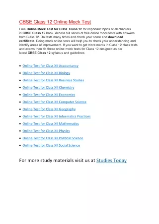 cbse class 12 online mock test