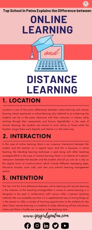 Top School in Patna Explains the Difference between Online Learning and Distance Learning