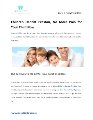 Children Dentist Preston, No More Pain for Your Child Now