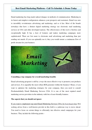 Best Email Marketing Platform - Call To Schedule A Demo Today‎