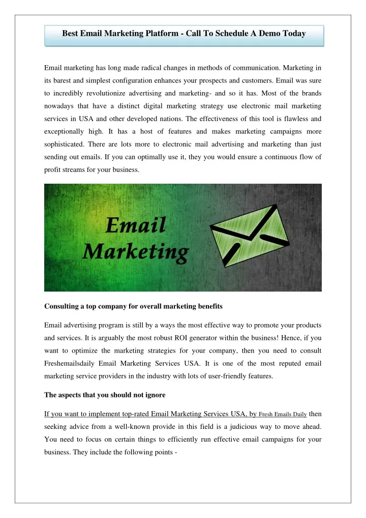 best email marketing platform call to schedule