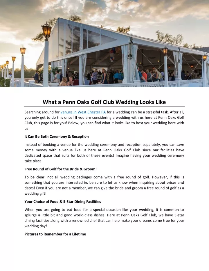 what a penn oaks golf club wedding looks like