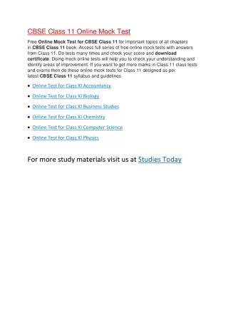 cbse class 11 online mock test