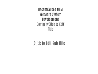 Decentralised MLM Software System Development Company