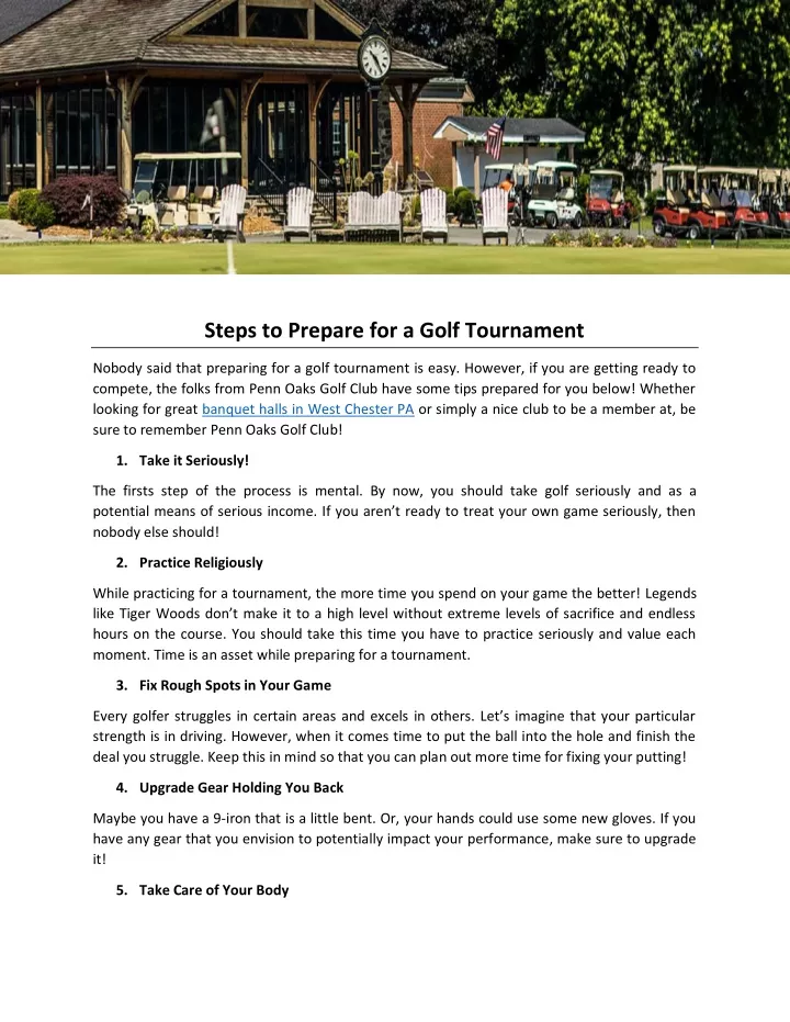 steps to prepare for a golf tournament