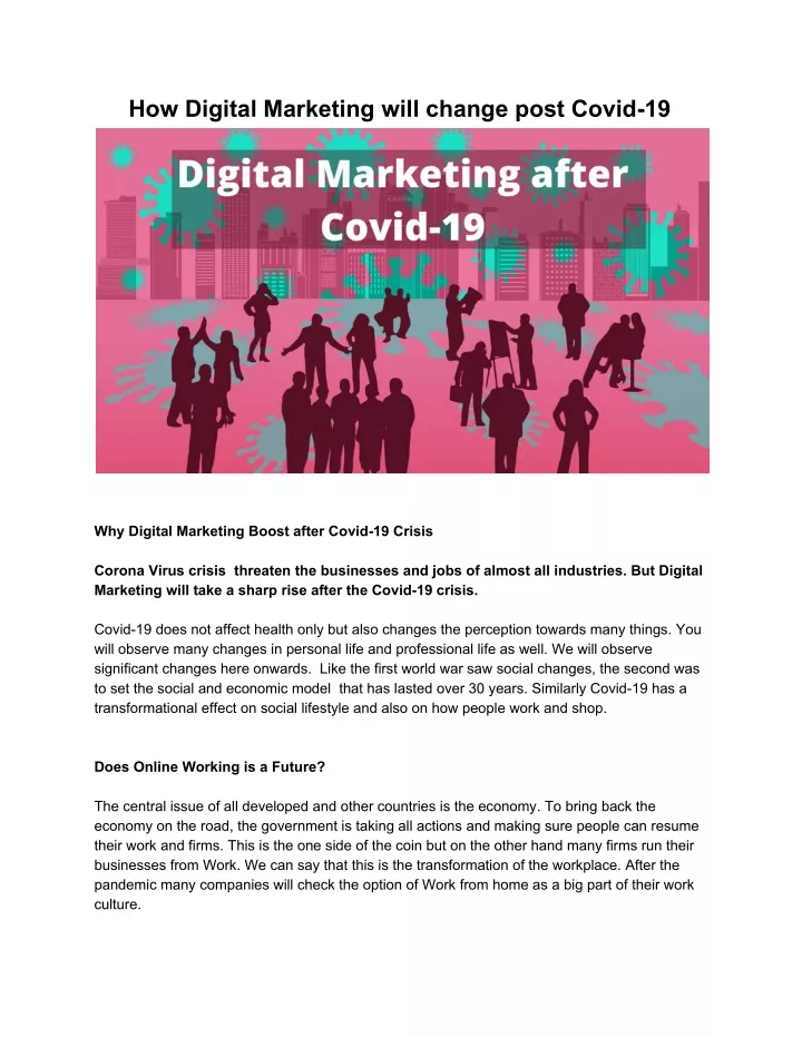 how digital marketing will change post covid 19