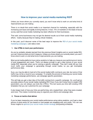 How to improve your social media marketing ROI?