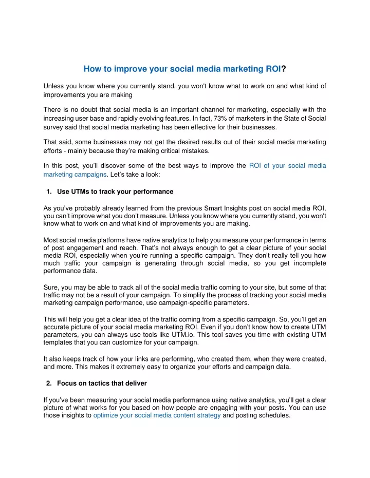 how to improve your social media marketing roi