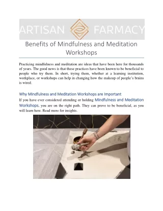 Benefits of Mindfulness and Meditation Workshops