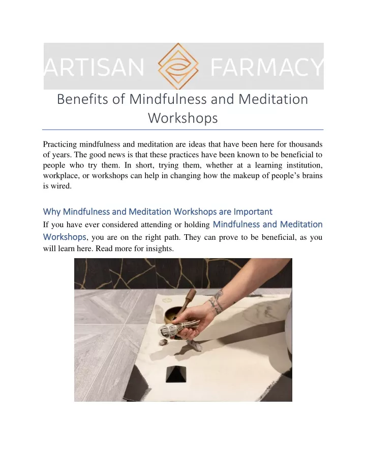 benefits of mindfulness and meditation workshops