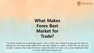 What Makes Forex Best Market for Trade?