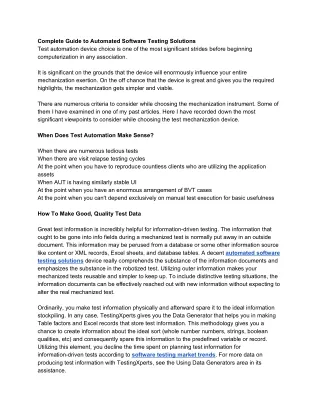 complete guide to automated software testing