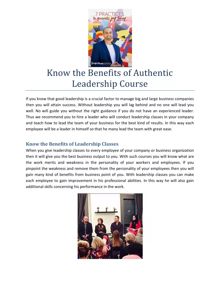know the benefits of authentic leadership course