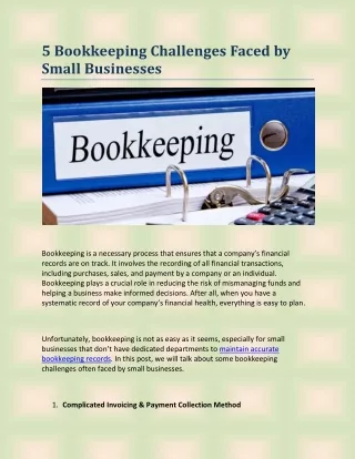 5 Bookkeeping Challenges Faced by Small Businesses